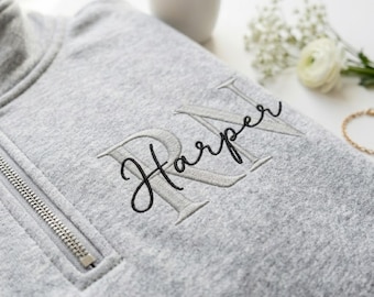 Embroidered Nurse quarter zip Sweatshirt: Athletic Block Gemma, Nursing School Gift