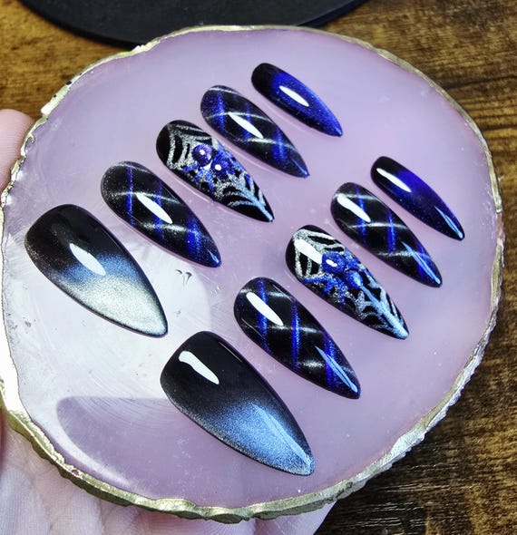 Halloween Spider Cat Eye Press On Nails