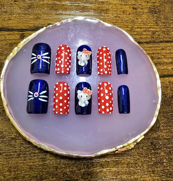 Kawaii Kitty Press On Nails | Anime Cartoon Nail Set