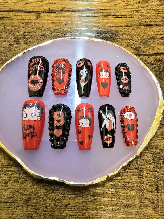 Handmade Betty Boop Press On Nails | Cartoon Gel-X Nails