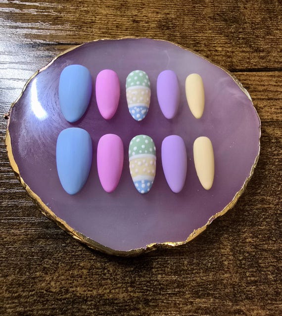 Pastel Easter Egg Handmade Press On Nails | Handmade Easter Nails | Spring Nails