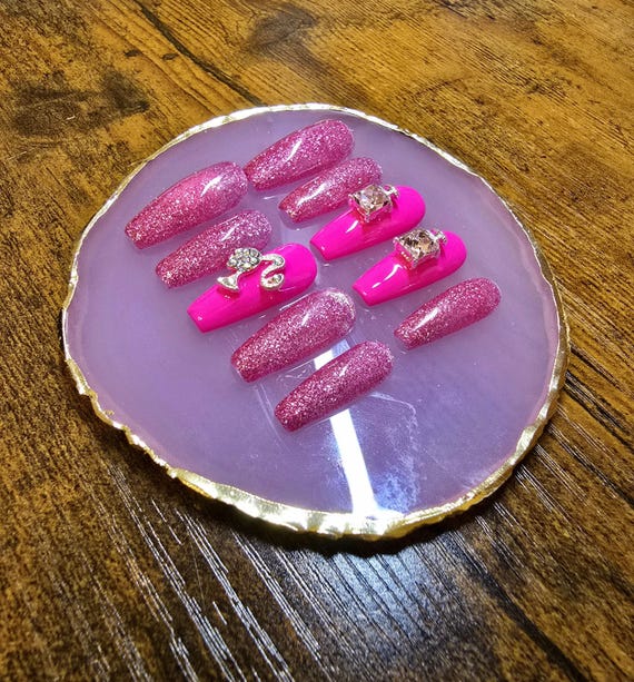 Bougie Bling Barbie Handmade Press On Nail Set | Pink Handmade Nails