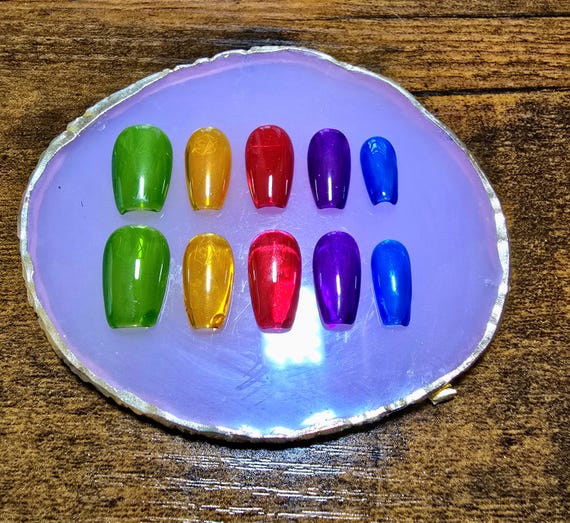 Handmade Jelly Press On Nail Set | Translucent Colorful Nails