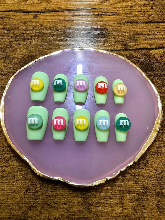 Easter Candy Handmade Press On Nails | Colorful Treats Design