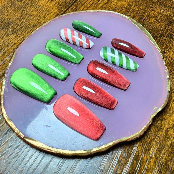 Jolly Christmas Cat Eye Press On Nails
