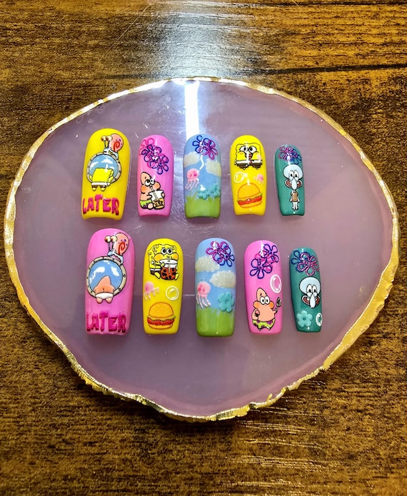 Handmade Cartoon Press On Nails | Under The Sea Character Nails