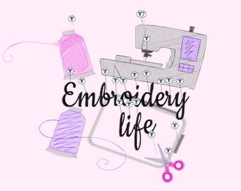 Motif de vie de broderie, motif de broderie machine, passe-temps machine à broder