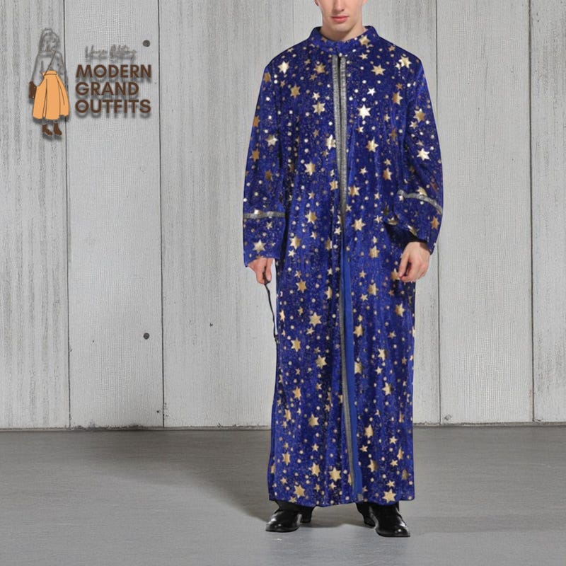 Celestial Pattern Print Men Long Robe