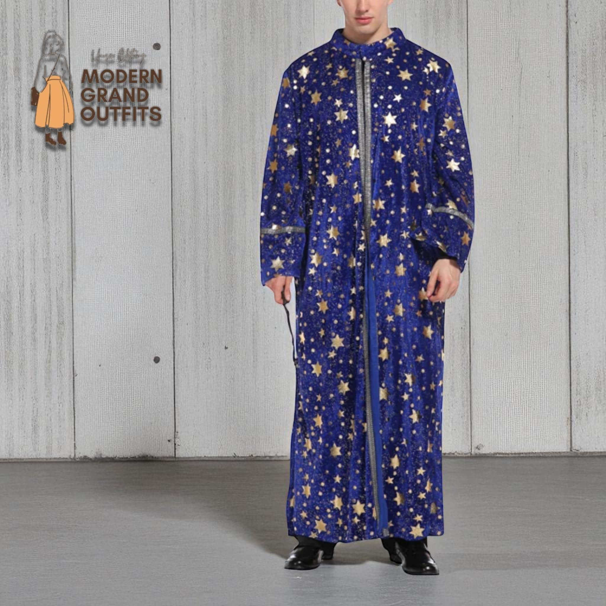 Camille Embellished Sun Moon Star Long Dress In Dark Navy - SALONI