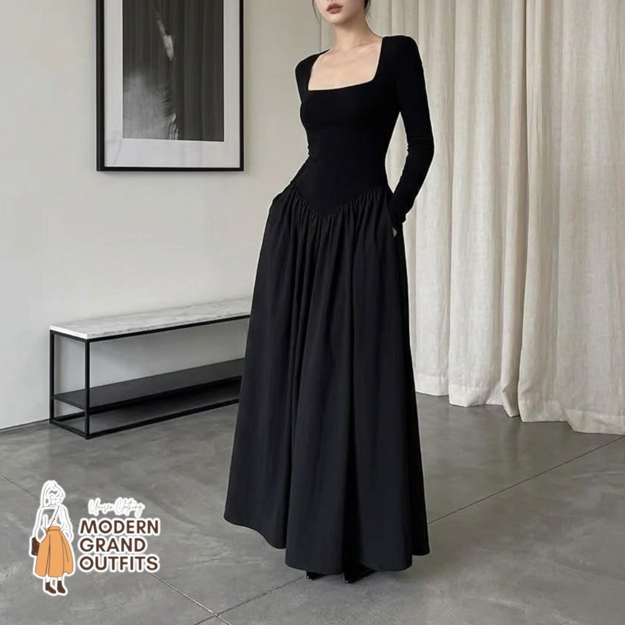 Charcoal Grey Evening Dress - Etsy