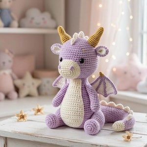 Fantasy Drache Häkelanleitung PDF, Niedriger Sew Amigurumi Plüschtier (Digitaler Download)