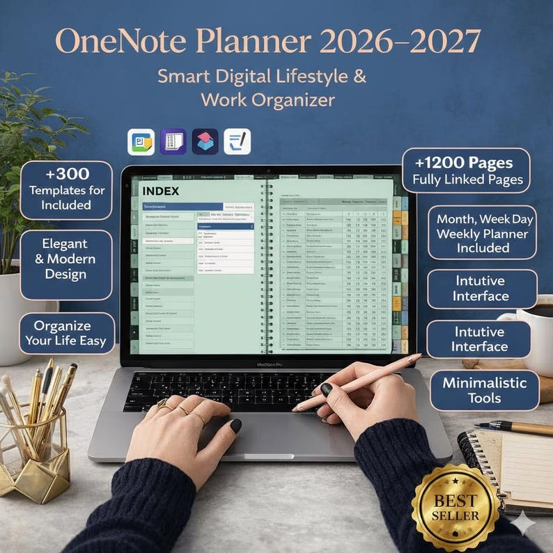 Onenote 2027 Tutorials 2026-2027 Onenote Digital Planner – Adhd-friendly, Hyperlinked Work ...