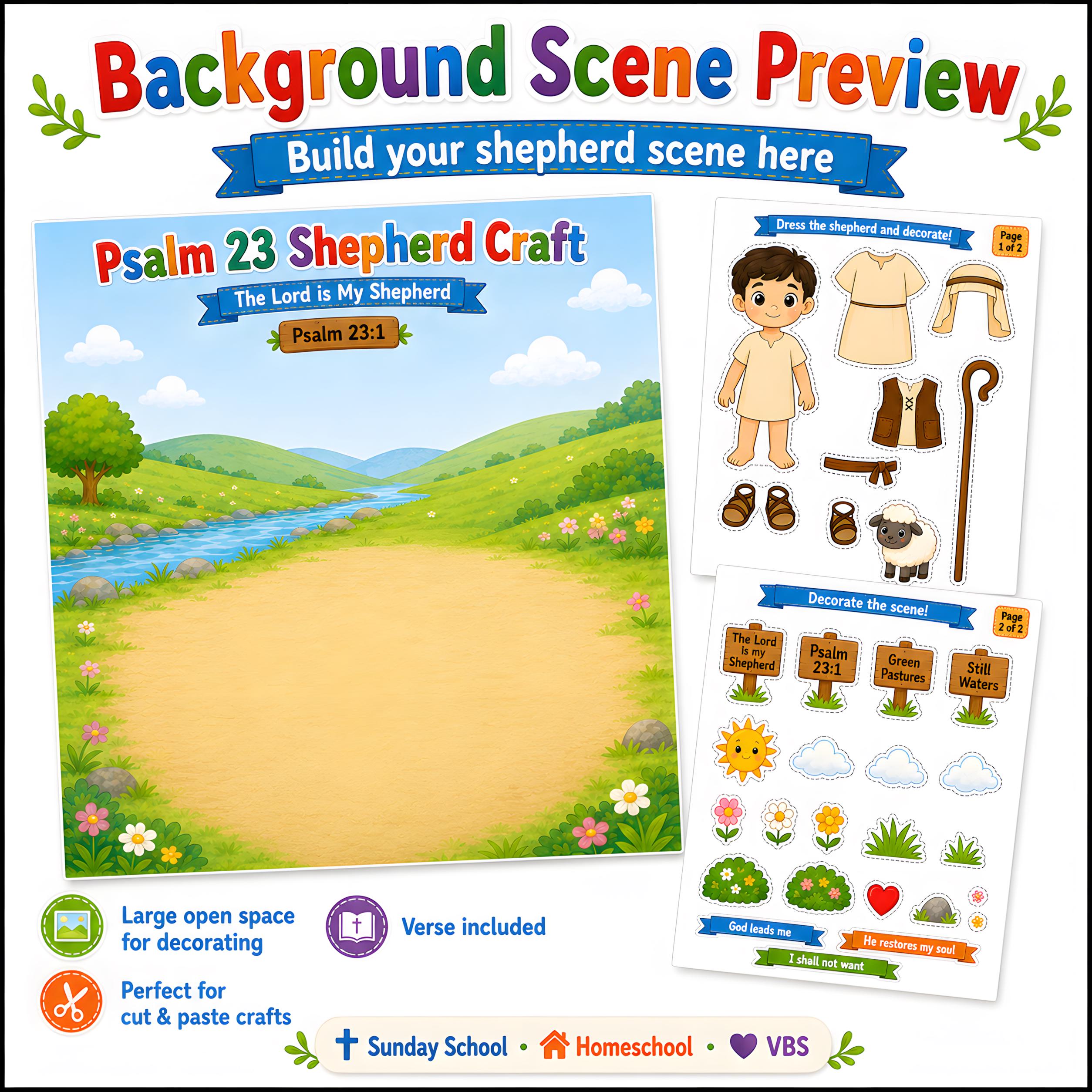 Psalm 23 Shepherd Craft, Bible Verse Activity, Sunday School ...