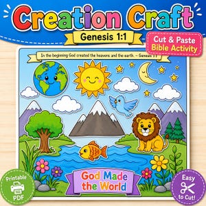 Creation Craft Printable, Genesis 1:1 Bibelaktivität (PDF)