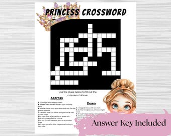 Cruciverba Principessa Rosa: Gioco per Feste con Tiara (Download Digitale Stampabile)