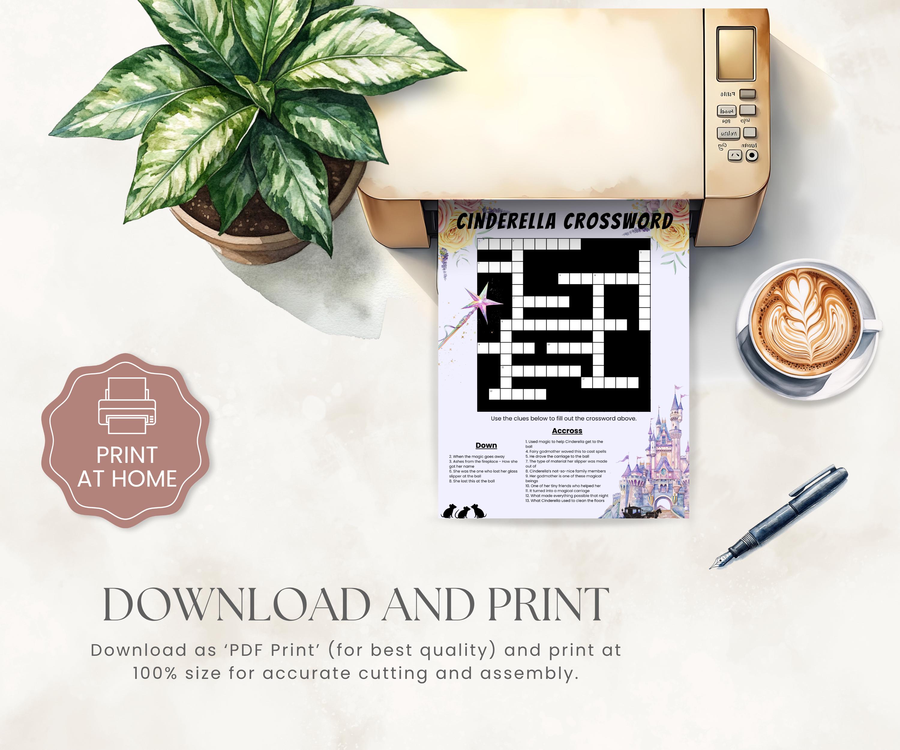 Cinderella Crossword Puzzle: Fairy Tale Birthday Party Game (PDF Printable  Kids Activity) - Etsy