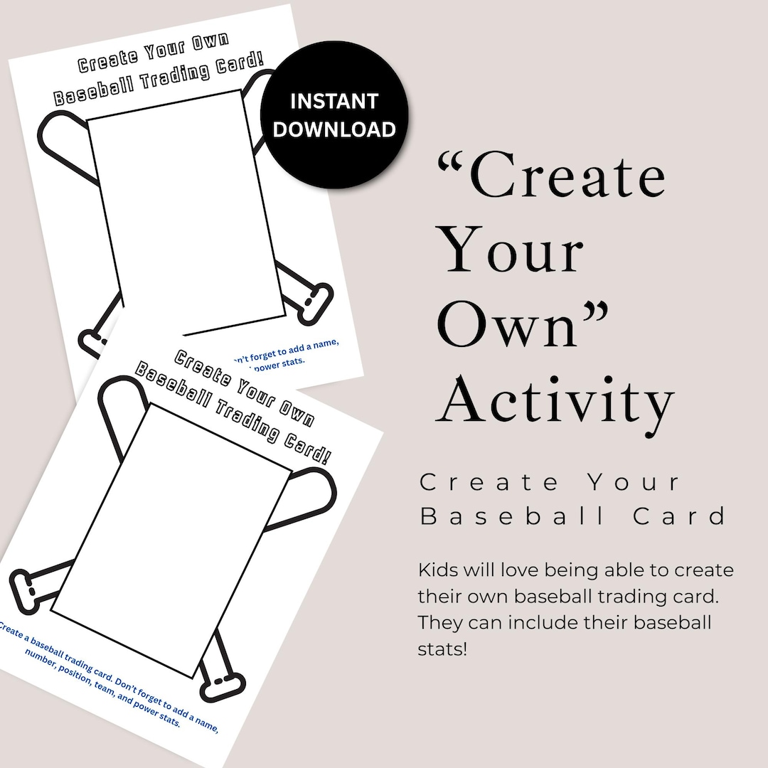 Create Your Own Baseball Trading Card: Printable Kids Activity (digital ...