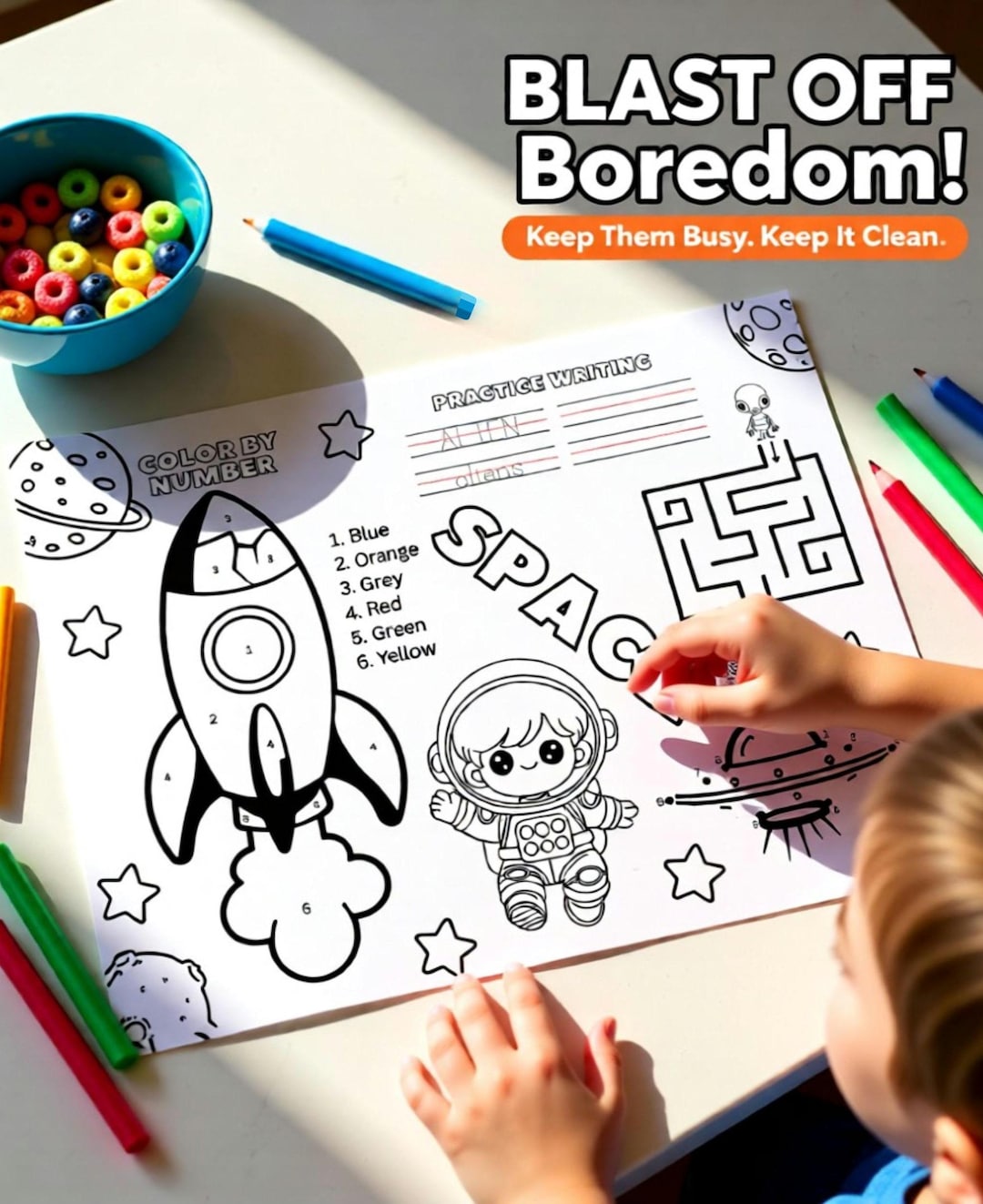Alien Activity Sheet Printable for Kids – Space Coloring Page, Maze ...