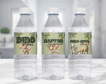 Etichette modificabili per bottiglie d'acqua a forma di dinosauro: involucri per bevande a forma di dinosauro stampabili - decorazioni per feste con download immediato