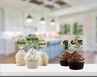 Toppers per cupcake a forma di dinosauro: decorazioni per feste a forma di dinosauro stampabili - Download immediato