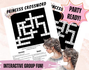 Cruciverba della principessa: divertente gioco per feste di compleanno (download digitale stampabile)