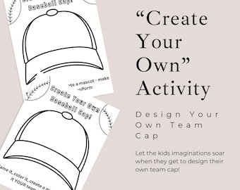 Attività fai da te per colorare un berretto da baseball per bambini: lavoretto sportivo stampabile (download immediato)