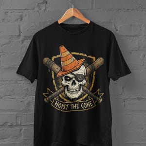 Funny Skull baseball PNG, Hoist The Cone Design, Pirate Skull with Traffic Cone, Sublimation, Digital PNG Printable, Baseball Shirt Art image 6