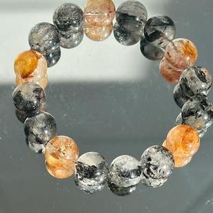 High Quality Genuine Natural Rare Multi-colour Herkimer Diamond Quartz Beaded Bracelet 13mm/ Emotional Healing