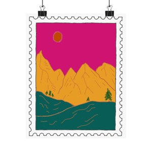 Pôster de arte vibrante de montanha, arte de parede impressionante para amantes da natureza, decoração colorida para casa, presente exclusivo para aventureiros, destaque para sala de estar