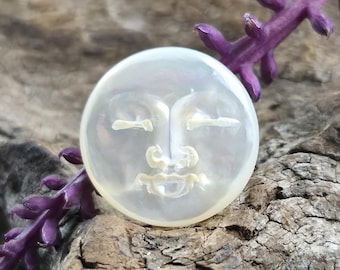 Tiny Mother of Pearl Moon Face Cabochon for Celestial Jewelry