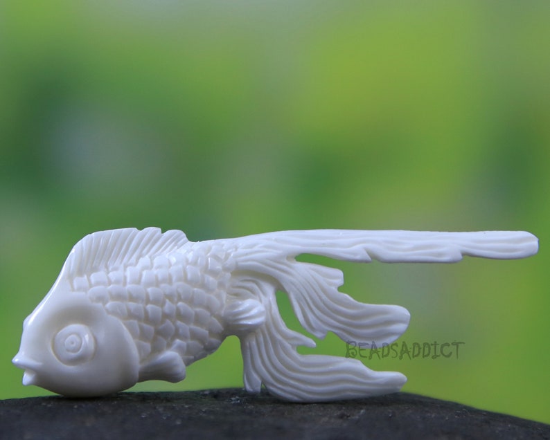Fish Carving Hand Carved Cow Bone Organic Sea Life Jewelry Ocean Design Koi Fish Gold Fish Beta Fish