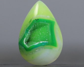 CLEARANCE Green Druzy Geode Polished Cabochon Drusy Bead FREE DRILLING