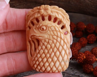 Eagle Carving Detailed Hand Carved Cow Bone Antique Stain