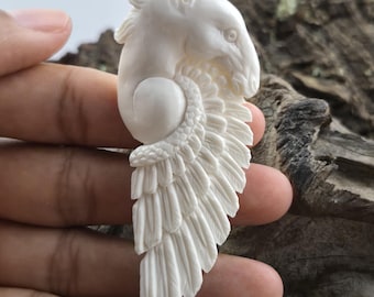 Bone Pegasus Charm, Mythical Winged Horse Pendant for Necklace and Totems