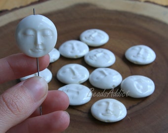 Eyes Closed Bead Bone Carving Face Hand Carved Organic Jewelry Designs