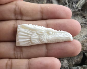 Dragon Head Amulet, Hand-Carved Bone Mythic Creature Jewelry Component