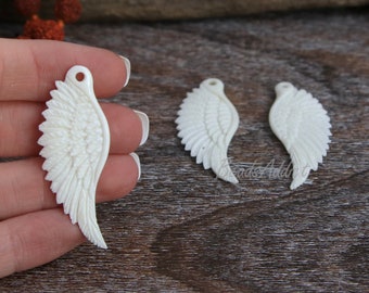 Reversible Wing Bead Organic Hand Carved Cow Bone