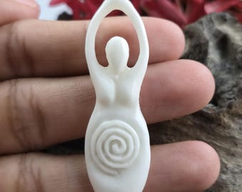Reversible Feminine Spiral Minimalist Figure Focal for Mindful Designs, Tree of Life Fertility Pendant