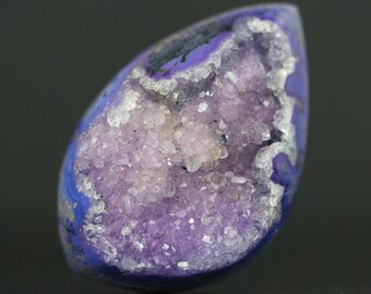 Geode Free Form Druze Purple Jasper and Quartz Crystallized Cabochon from Indonesia Rare Beautiful Earth Formed Gems 41MM | 66.5 CARATS