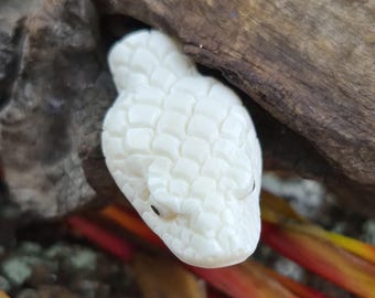 Hand-Carved Bone Snake Carving, Textured Scale Focal for Artisan Crafts