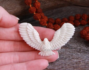 Bird in Flight Pendant Carving Eagle Hawk Bird of Prey Front Top Drilled