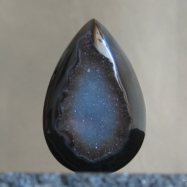 RESERVED Black Druzy Teardrop, 44mm (862)