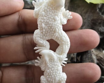 Double Frog Bone Carving, Amphibian Luck Symbol for Pendant or Display