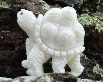 Galapagos Tortoise Bone Carving, Reptile Art Piece for Jewelry Making