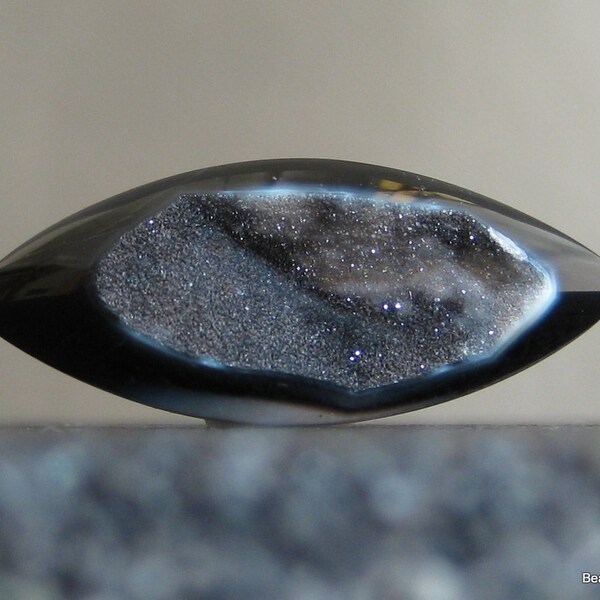 Black Jasper Marquis Druzy, drusy - Sparkling Crystals and Polished Surface - Geodes - 31mm, Medium (896)