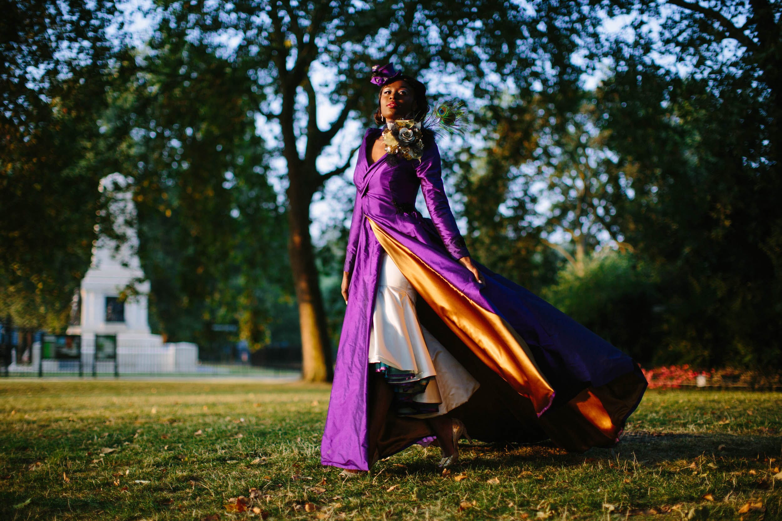 cadbury purple wedding dress Cadbury Purple Silk Wedding Coat Dress, Black Lace, Beaded, Bespoke