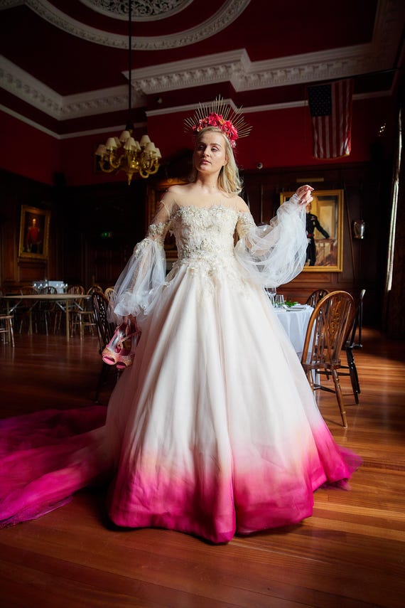pink dip dye wedding dress Ombr Wedding Gowns