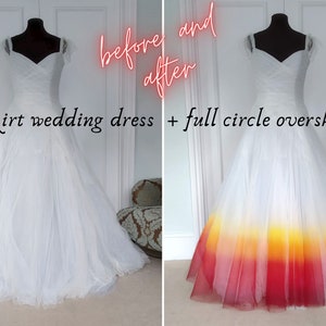 DIPDYE ombre tulle overskirt in custom colours to fit over your wedding dress Blue Pink Purple Red Phoenix Rainbow. Skirt made to order. image 8