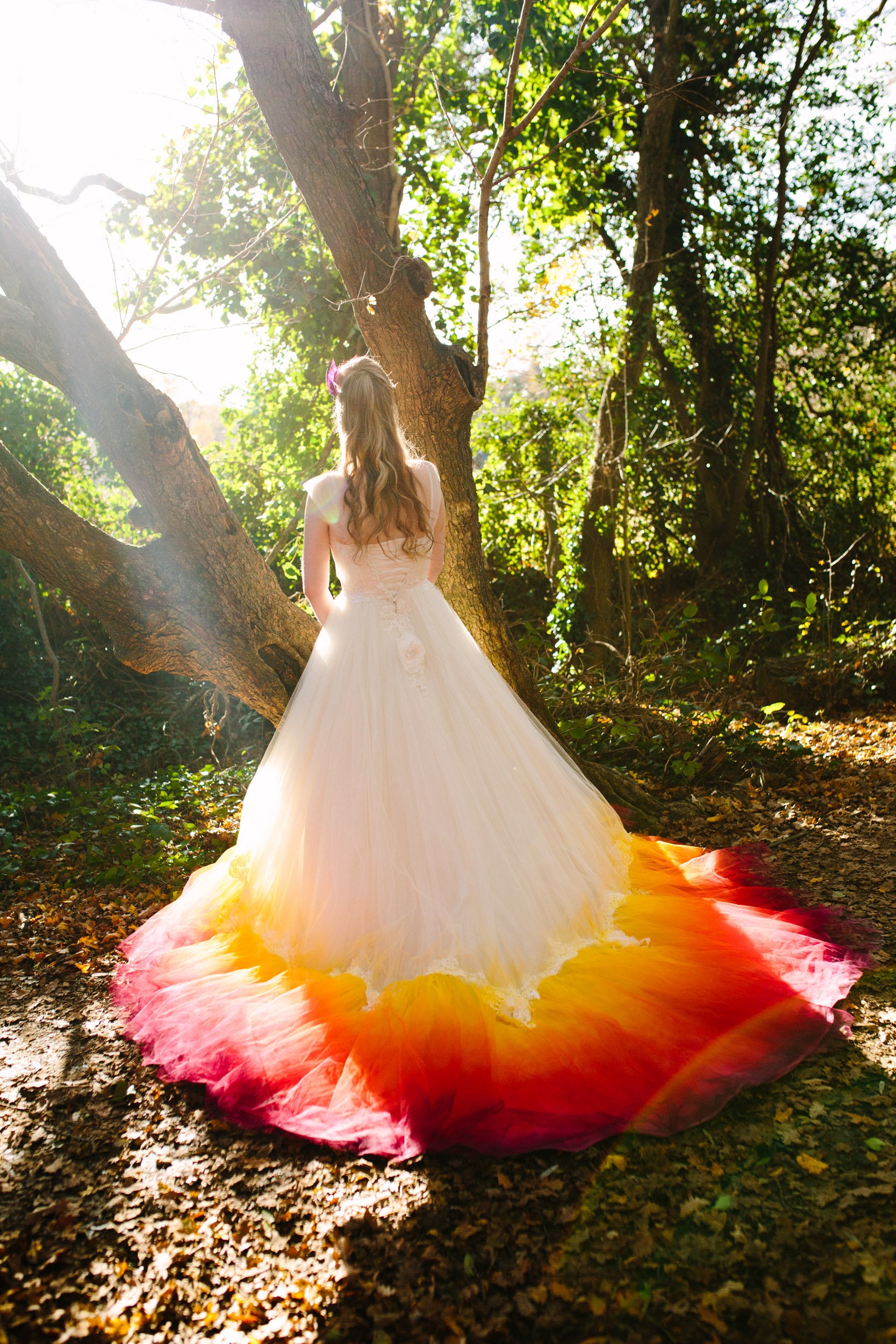 Red Orange Yellow Ombre Dress PHOENIX Dip Dye Wedding Dress: Ombre Silk Lace, Autumn Fire Red Orange Yellow Ombre Dress PHOENIX Dip Dye Wedding Dress: Ombre Silk Lace, Autumn Fire