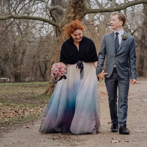 DIPDYE ombre tulle overskirt in custom colours to fit over your wedding dress Blue Pink Purple Red Phoenix Rainbow. Skirt made to order. image 4
